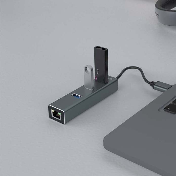 aluminiowy hub SAVIO AK-58 Plug and Play z przewodem USB-A